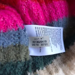 American Eagle Cropped Stripe Sweater Small Colorful Chunky Knit Crewneck Cozy thumbnail 11