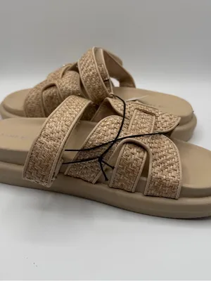 Lane Bryant Raffia Slide Sandals 9W Wide Beige Woven Comfort NWT thumbnail 5