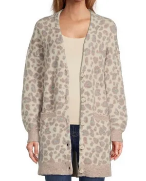 UGG Tomara Alpaca Wool blend Relaxed fit Leopard Print Cardigan thumbnail 1