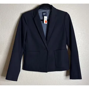 Gap Womens Size 0‎ Navy Blue Icon Blazer PQ Uniform Academia Preppy School NEW thumbnail 1