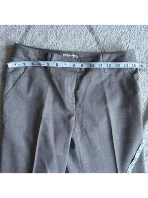 Michael Michael Kors Gray Herringbone Dress Pants Straight Leg Career Workwear thumbnail 7