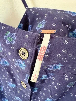 Free People Maddie Printed Tunic Navy Floral Spaghetti Strap Top thumbnail 6