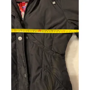 Betsey‎ Johnson Black Puffer Parka Faux Fur Hood Pin Up Girl Lining XS thumbnail 6