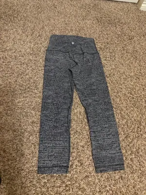 LuLuLemon Align Crop 21" Leggings Twillines Ice Grey Black Size 4 Nulu W6APAS thumbnail 2
