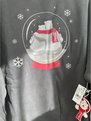 Coca Cola By PacSun Snow Globe Crew Neck Sweatshirt Black NWT XS thumbnail 7