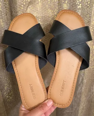 Old Navy Criss-Cross Blackjack Faux-Leather Slip-On Sandals Size 9 thumbnail 1