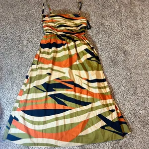 Sam and Jess Olive Drab Abstract Print Maxi Dress Tie Front Spaghetti‎ Straps XL thumbnail 1