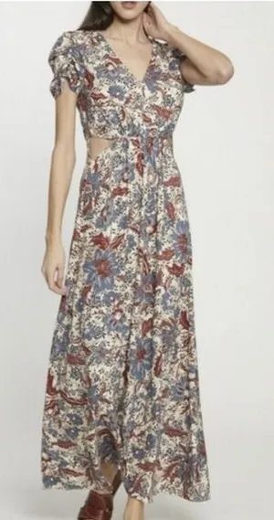 WALTER BAKER Jada Dancing Lotus Maxi Dress Floral Print bohemian Sz 6 thumbnail 1