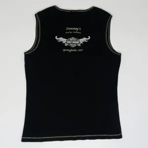 Y2K Harley Davidson Cheetah Gold Sparkly Tank Top Black Size L thumbnail 2