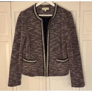 Talbots tweed blue and red open blazer jacket size small thumbnail 10
