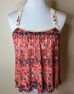 Free People Tank Top Y2K Crochet Boho Gypsy Linen Top Hippie Festival XS thumbnail 1