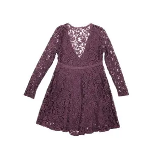 Kimchi Blue Maroon Red Lace Long‎ Sleeve Fit And Flare Empire Waist Dress Size 0 thumbnail 2