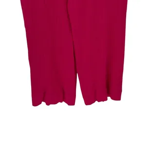 French Laundry bright pink crepe drawstring wide leg pants size L vacation thumbnail 4