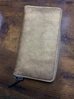 Michael Kors Womens Wallet Gold Saffiano Leather Zip Around Continental thumbnail 5
