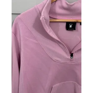 Spyder Womens Orchid Pink Quarter Zip Pullover Ribbed Trim Kangaroo Pocket Large thumbnail 3