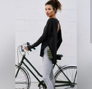 NWT Free People Movement Simply Layer Hi-Low Long Sleeve Top In Black thumbnail 3