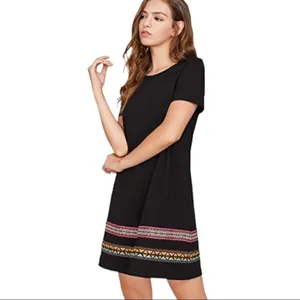 Boho Mini Dress Embroidered Hem Size S thumbnail 5
