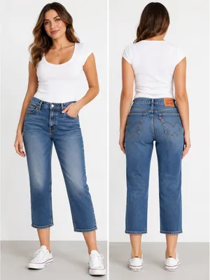 Levi’s Women’s Size 4 W27 Cropped Straight Leg Jeans Blue Denim thumbnail 2