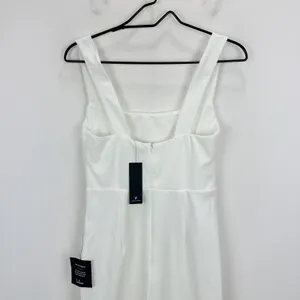 Lulus Social Sensation White Square Neck Mini Bodycon Dress Fitted Small NWT thumbnail 9