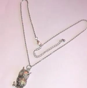 Silver Tone CZ Rhinestone Owl Pendant Dainty Boho Necklace thumbnail 4