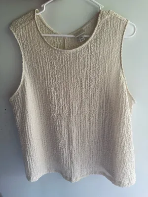 A New Day cream-colored, textured sleeveless tank top thumbnail 1