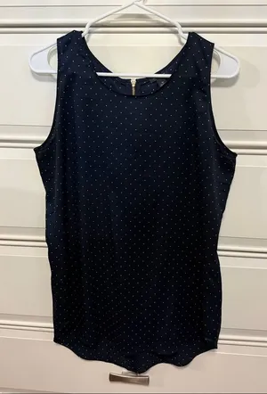 Ann Taylor Navy Polka Dot Sleeveless Blouse thumbnail 1