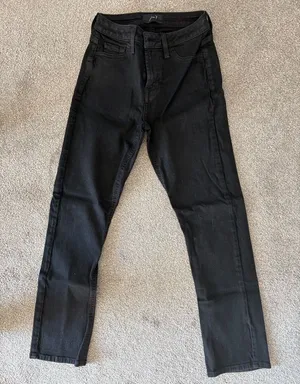 JEN7 - 7 For All Mankind Coated Black Straight Leg Jean thumbnail 1
