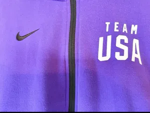 Nike Dri Fit Full Zip Hoodie Team USA Swoosh Logo Purple Small thumbnail 3