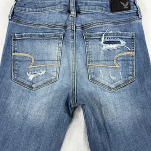 American Eagle High Rise Jeggings Super Stretch Destroyed Medium Wash Size‎ 4R thumbnail 6