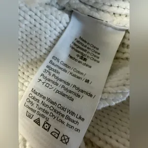 J. Crew Cable Knit White Sweater Chunky Cropped Preppy Academia‎ Y2K Fisherman thumbnail 6