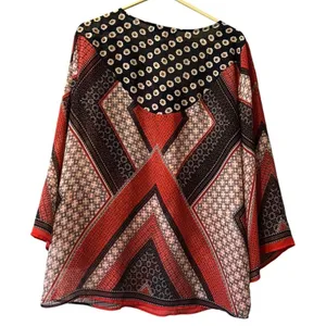 Figueroa & Flower Blouse Shirt Women Size‎ Large Boho Tunic Floral Patchwork thumbnail 2