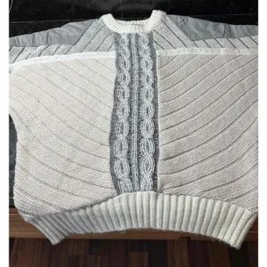 Juice vintage cable Knit patchwork leather‎ Striped Sweater Long Sleeve XL thumbnail 7