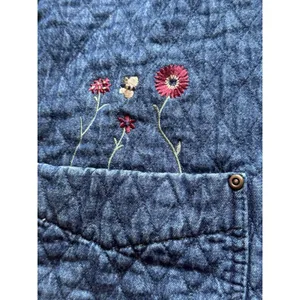 VTG HAIK’S Quilted Denim Jacket 2X USA Floral Patch Corduroy Collar Americana thumbnail 7