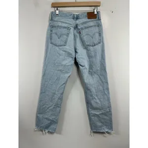 Levi's Womans 501 Light Blue Jeans 26x26 Button Fly Frayed Hem 0257/D-5 thumbnail 2