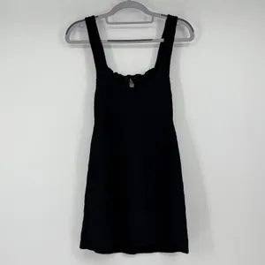 Free People‎ FP Beach Black Ribbed Cutout Button Front Mini Dress XS Boho thumbnail 2
