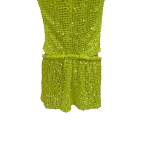 Lovers + Friends Erin Sequin Crop Top Mini Skirt Set Lime Green NWT Size Small thumbnail 11