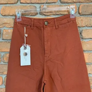 Day To Day Blu‎ Pepper Cropped Wide Leg Pants High Waist Casual Copper Size 26 thumbnail 2