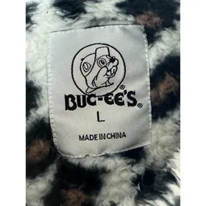Buc-ee's Women L Leopard Print High Pile Fleece Quarter Zip Pullover Beaver thumbnail 3