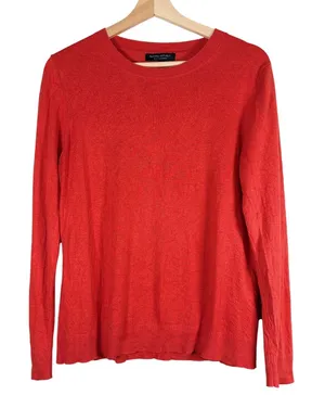 Banana Republic Red Silk‎ Cashmere Crew Neck Long Sleeve Sweater Women's L thumbnail 1