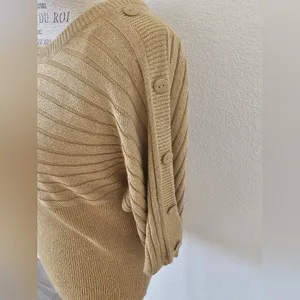 Joseph A. Vintage Shimmery Gold Lurex Knit Pullover Sweater - Size Large thumbnail 5