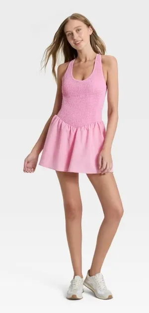 JoyLab™ Women's Drop Waist Smocked Active Dress - Light Pink thumbnail 1