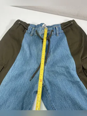 Future Collective Women's 10 Colorblock Denim Olive Cargo Pants Boho preowned go thumbnail 6