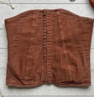 AKIRA Rust Brown Strapless Corset Top thumbnail 1