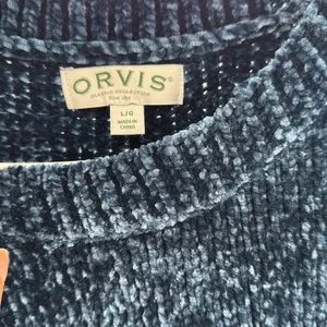 Orvis Women's Deep Blue Crew Neck chenille Sweater L soft winter cozy outdoors thumbnail 3