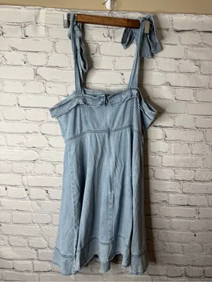 Unbranded Light Blue Denim Tie-Shoulder Dress size large thumbnail 8