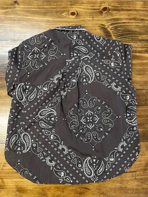 Madewell The Signature Y-Neck Shirt Chocolate Plum Bandana Print Size Medium NWT thumbnail 15