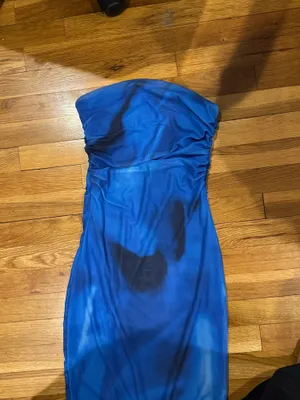 Blue Strapless Dress Size M thumbnail 5
