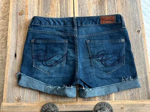 Express Jean shorts size 0 Low Rise Cut off Cuffed Denim Blue Womens Summer thumbnail 3