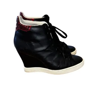 Adidas Originals Stan Smith Up Wedge Sneakers Black Red Snakeskin Leather W/US 7 thumbnail 2