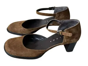 Paloma Round Square Suede Toe Chunky Heels Mary Jane Shoes feature leather 7.5 thumbnail 1